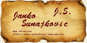 Janko Sunajković vizit kartica